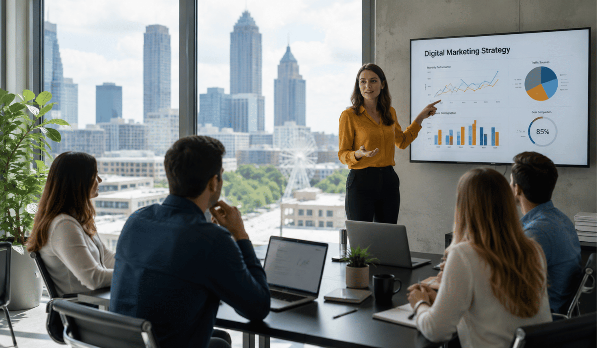 Business team planning growth with the most trusted digital marketing agency in Atlanta