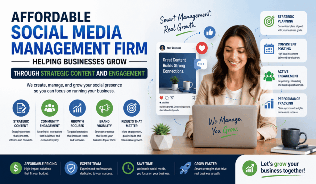 Affordable social media management firm helping businesses grow through strategic content and engagement
