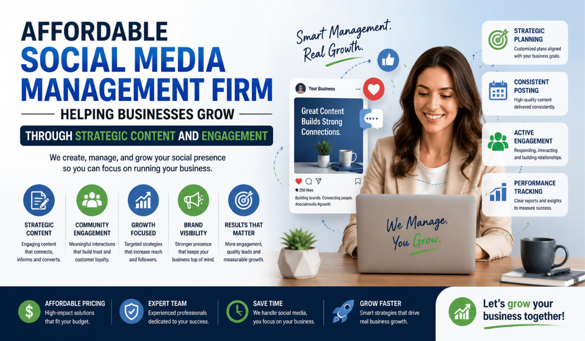 Affordable social media management firm helping businesses grow through strategic content and engagement